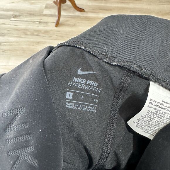 Women's Nike Pro Plus Small Hyperwarm Textured Brushed Leggings Black - Picture 3 of 5
